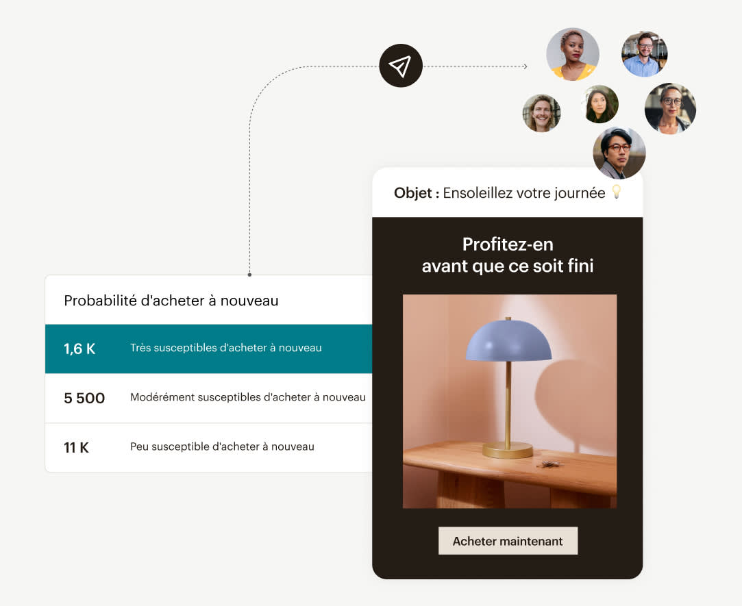 Un e-mail d'e-commerce utilisant la segmentation Mailchimp pour cibler les clients précédents qui sont susceptibles d'acheter à nouveau.