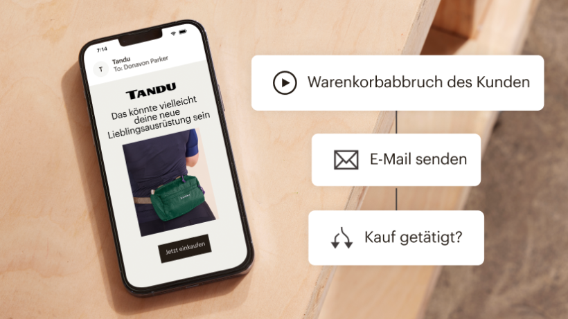 Eine Customer Journey-Automatisierung, die verwendet wird, um eine E-Mail zu senden, wenn ein Kunde den Online-Warenkorb vorzeitig verlässt und den Kauf nicht abschließt.