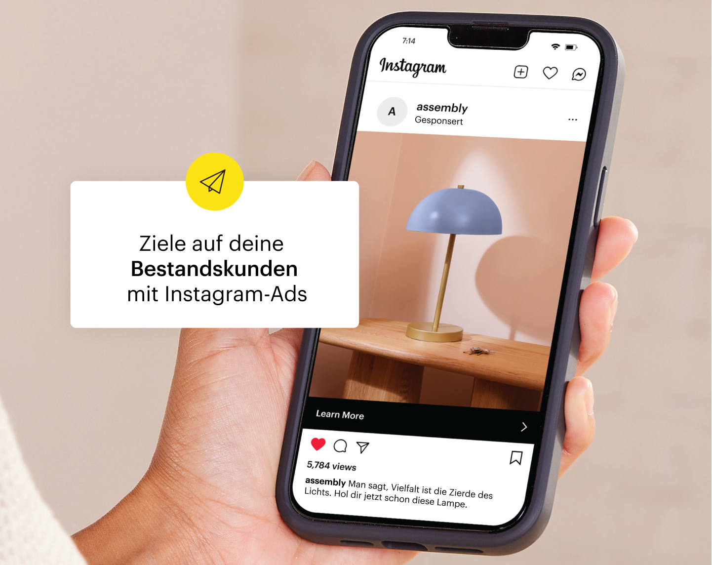 Eine Instagram-Ad, die über Mailchimp an die Stammkunden eines Unternehmens richtet.