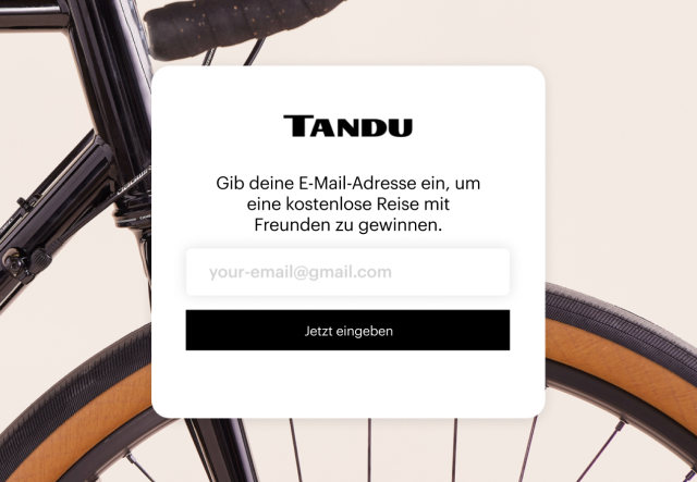 Beispiel einer E-Commerce-Landingpage mit einem Registrierungsformular zum Erfassen der E-Mail-Adressen von Besuchern.