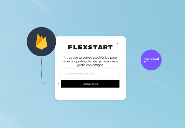 Un formulario de suscripción por correo electrónico utilizando las integraciones de Firebase y Mixpanel de Mailchimp.