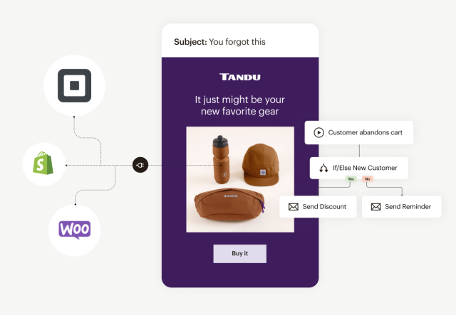 An abandoned cart email sent automatically from Mailchimp, using e-commerce integrations and Customer Journey automation.