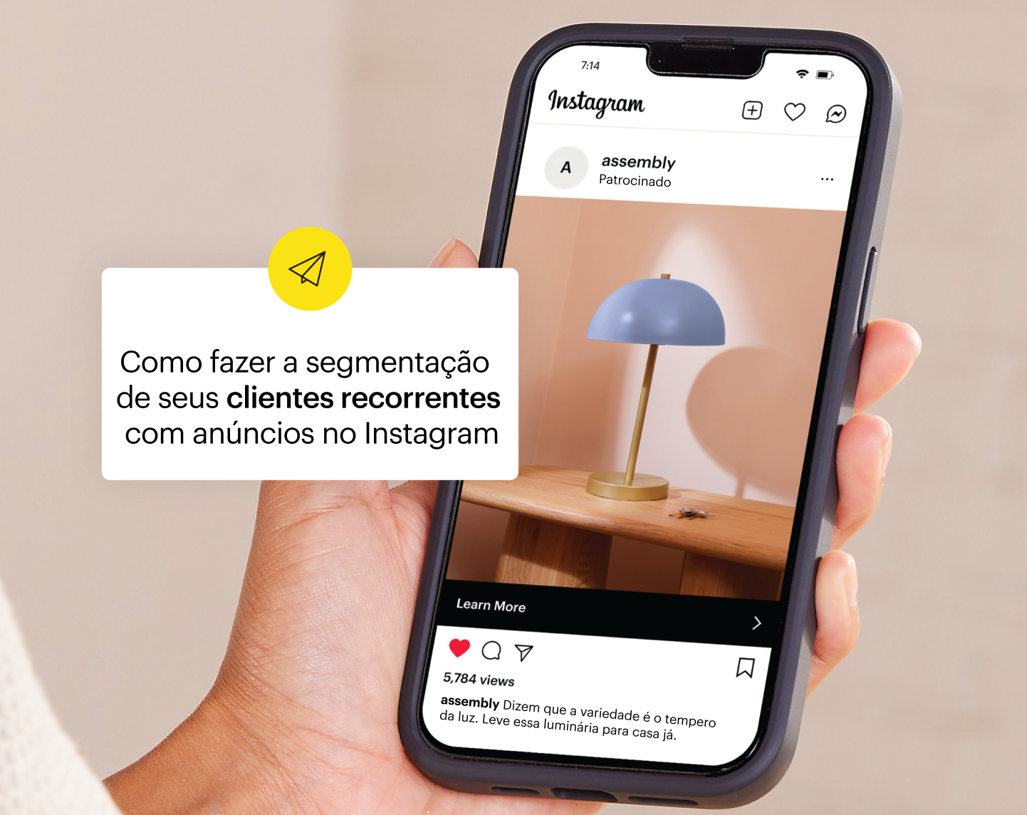 Um anúncio do Instagram direcionado a clientes recorrentes de uma empresa através do Mailchimp.